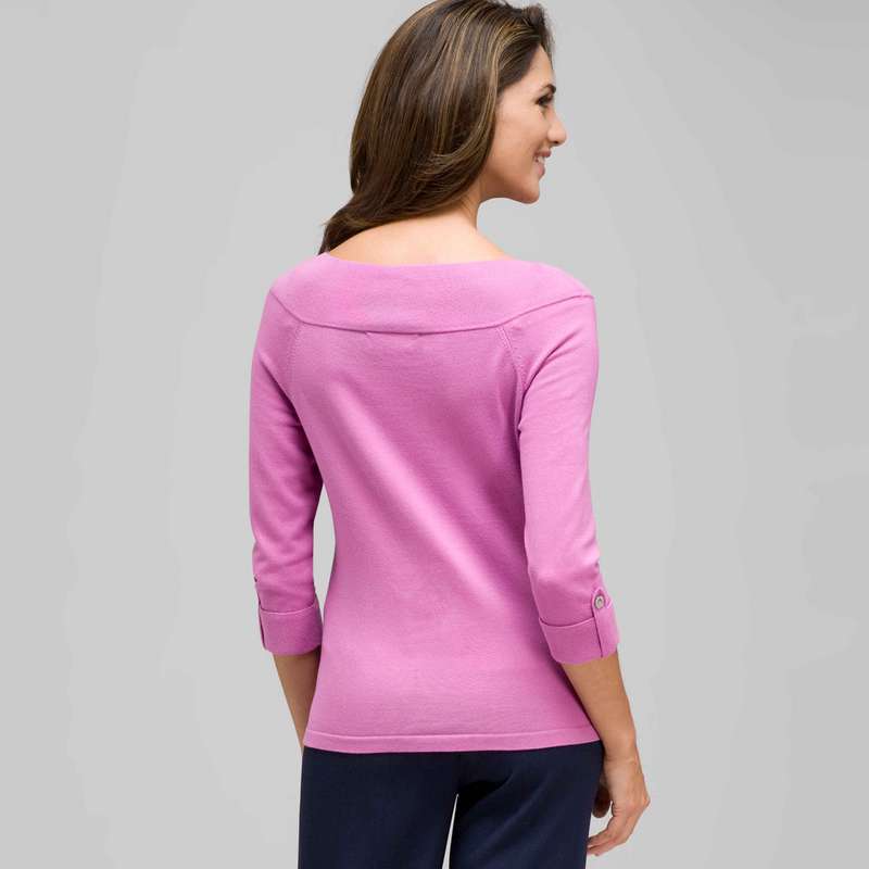 3/4 Sleeve Boat Neck Knit, Lavender, large image number 1