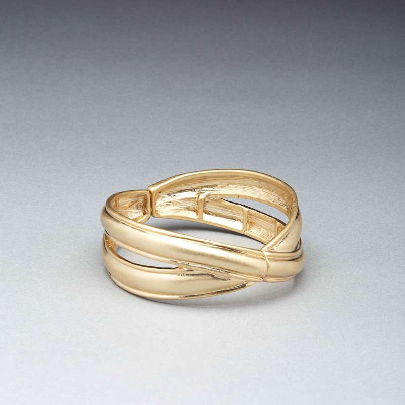 Worn Gold Cuff Bracelet, Gold, large image number 0