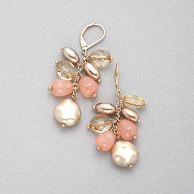 Pink and Gold Cluster Drop Earring
